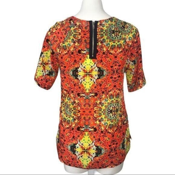 Kut From The Kloth NWT Kaleidoscope Print Short Sleeve Top S Bright Multicolor - Picture 5 of 10